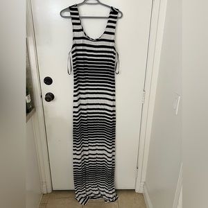 Black and white striped maxi dress